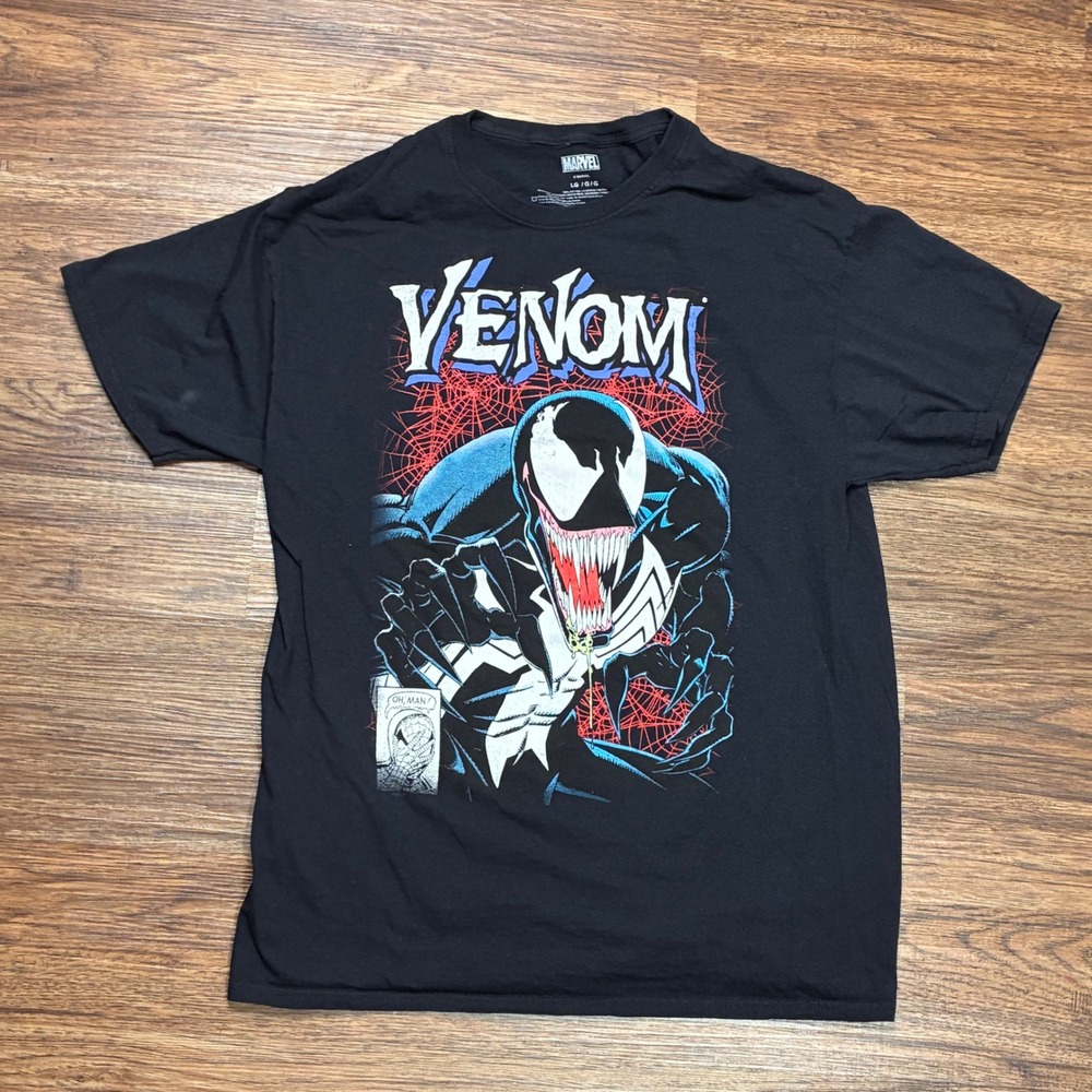 Marvel Venom Comic Graphic T-Shirt Black Men's L Symbiote Spider-Man